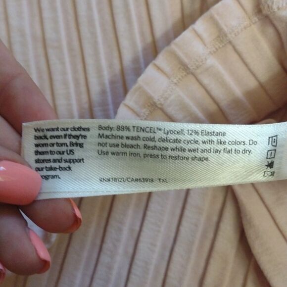 Eileen Fisher light pink stretchy Tencel ribbed knit shirt size XS - Picture 7 of 10